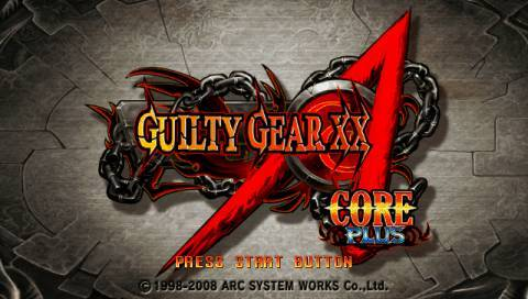 Guilty Gear XX Accent Core Plus title screen for PSP